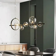 Modern black metal glass bubble led pendant chandelier with clear globe bulbs and circular accent for living room decorbites glass bubble