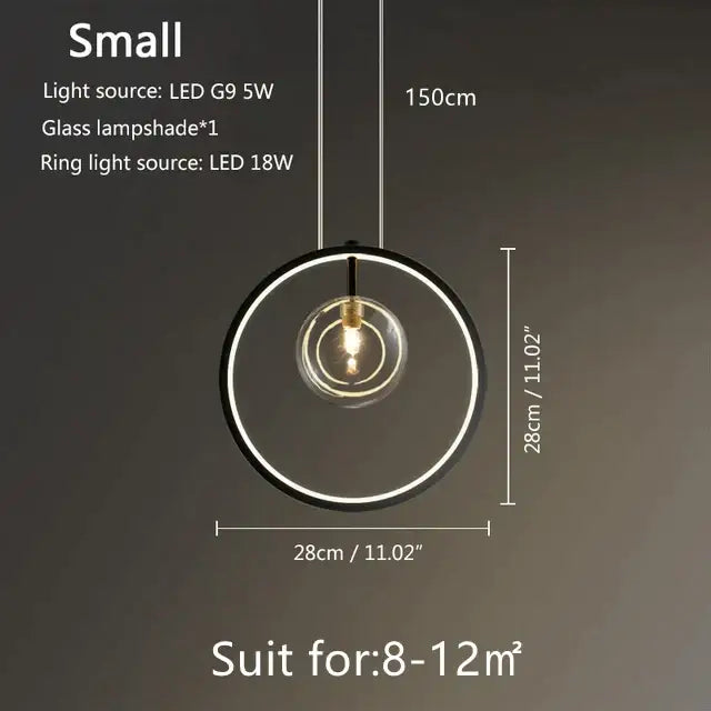 Modern black glass bubble led pendant chandelier with black frame and glowing led ring for living room decorbites glass bubble