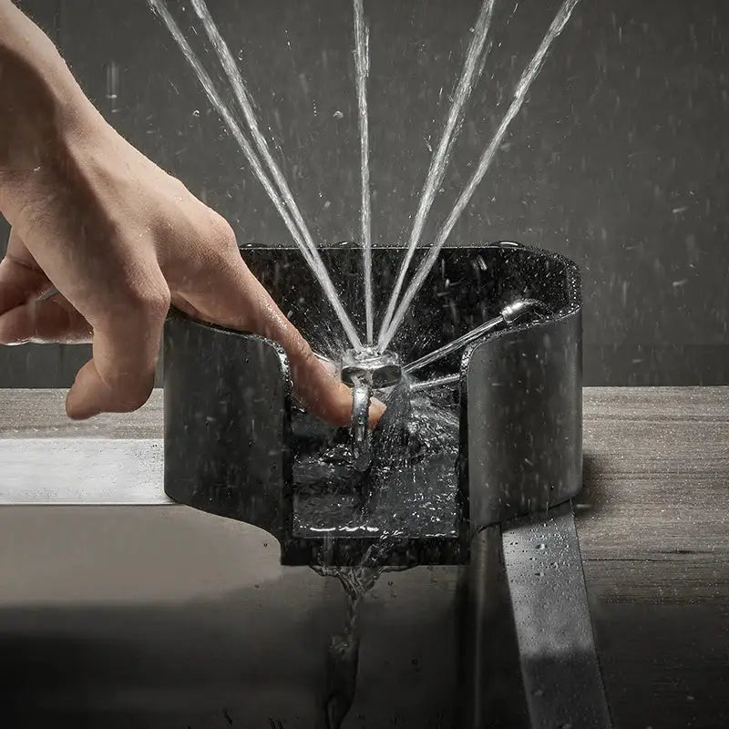 Modern black glass cup washer kitchen sink rinser with metallic spout and multiple spray jets for decorbites glass cup cleaning