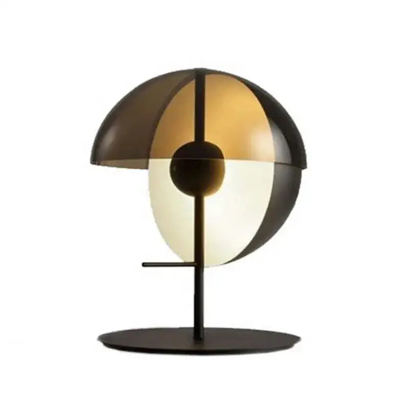Modern black glass designer bedside lamp with a black and gold spherical minimalist decorbites glass designer design