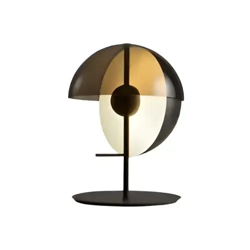 Modern black glass designer bedside lamp with segmented black and gold dome shade on minimalist metal base for bedroom decorbites glass designer bedside use