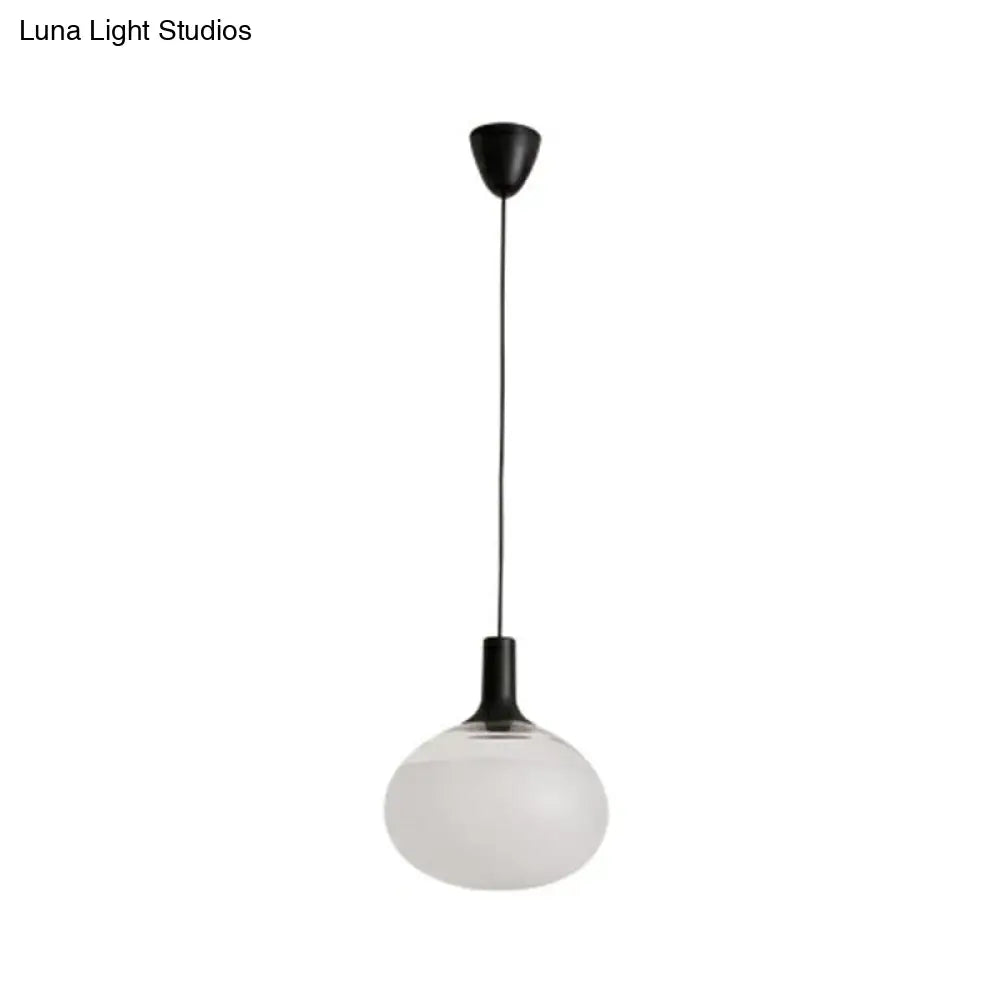 Modern Black Glass Elliptical Suspended Lighting Fixture for Restaurants