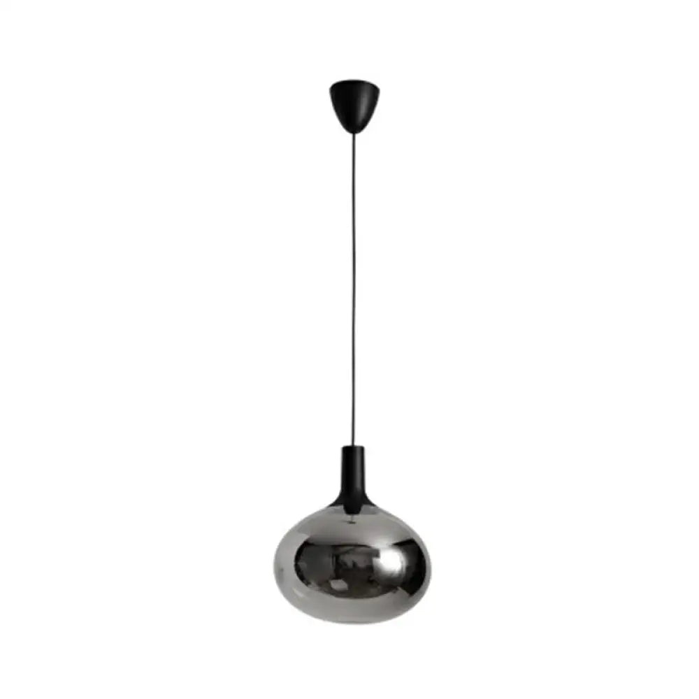 Modern Black Glass Elliptical Suspended Lighting Fixture for Restaurants