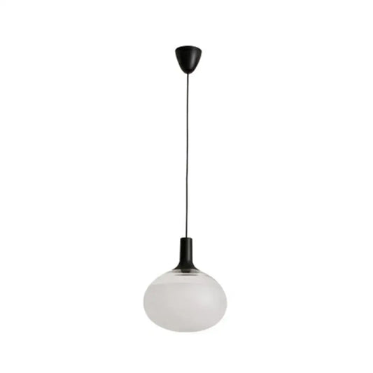 Modern Black Glass Elliptical Suspended Lighting Fixture for Restaurants