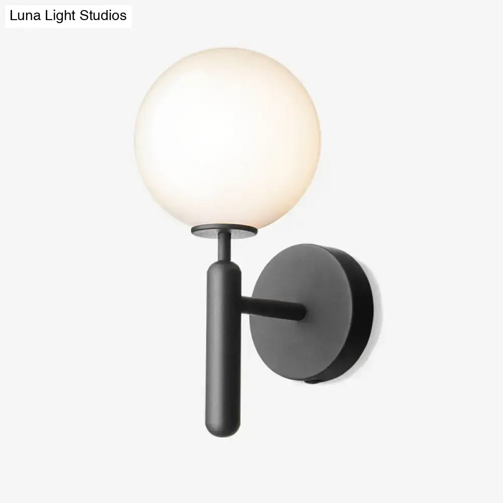 Modern black matte wall lamp with frosted glass globe light fixture suitable for 220v-240v 110v-120v use