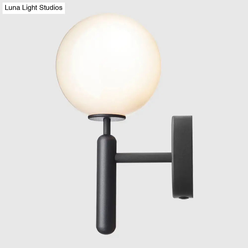 Modern black glass globe wall lamp with black matte finish and frosted glass globe light fixture 220v-240v 110v-120v