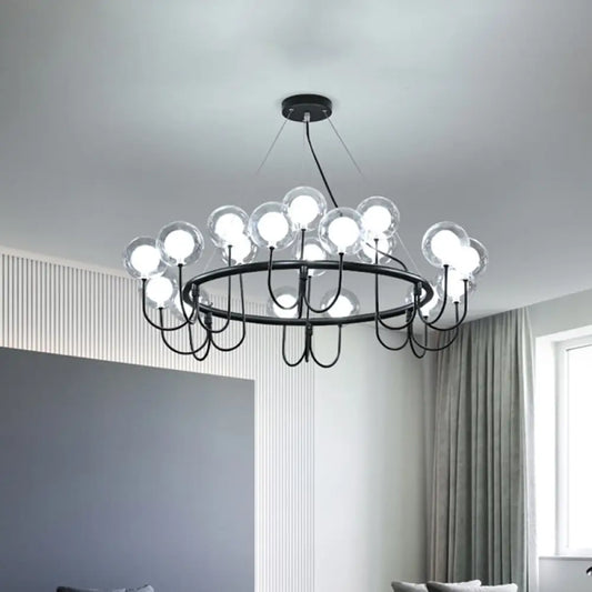 Lámpara de techo colgante LED moderna de cristal negro para salón