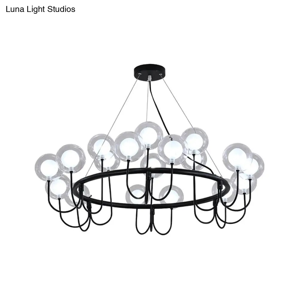 Lámpara de techo colgante LED moderna de cristal negro para salón