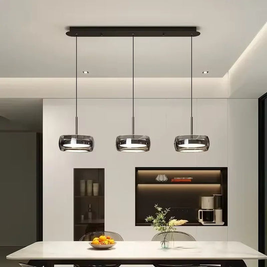 Modern Black Glass Multi-Pendant Chandelier With Remote - Decorbites