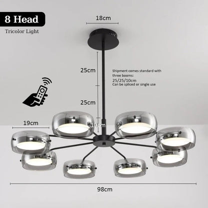 Modern Black Glass Multi-Pendant Chandelier With Remote - Decorbites