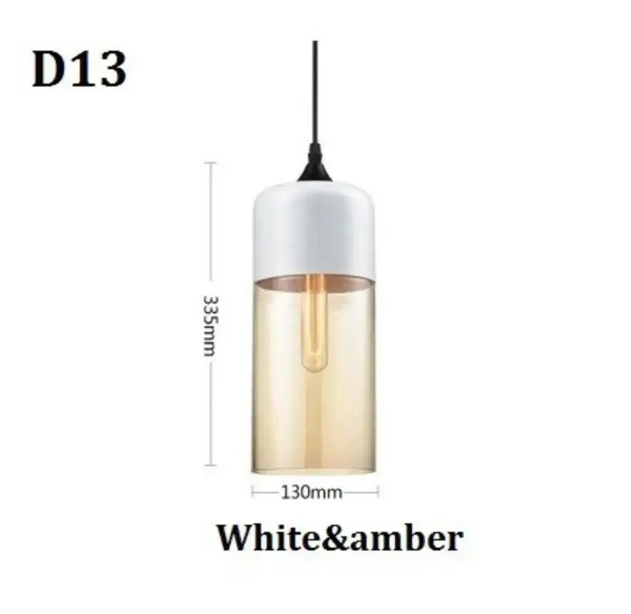 Modern black glass pendant light with white and amber cylindrical smoked shades for dining room decorbites black glass