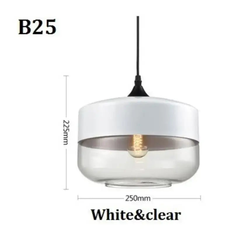 White and clear glass pendant light with sleek modern design complementing decorbites black glass dining room set