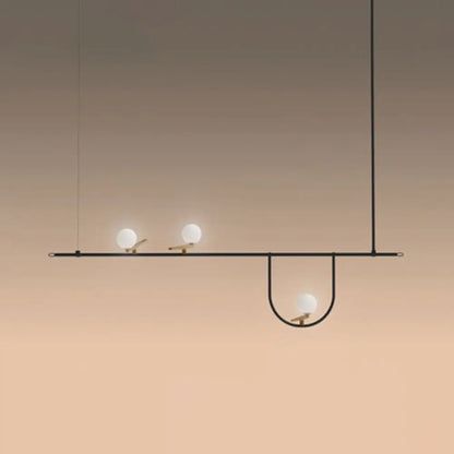 ثريا جزيرة زجاجية سوداء حديثة من DecorBites™ مع لمسات كريمية - إضاءة فنية مثبتة في السقف