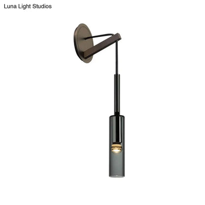 DecorBites™ DecorBites™ Modern Black Glass Stairway Sconce Light - 1-Light Wall Mount Lamp with Suspended Cord