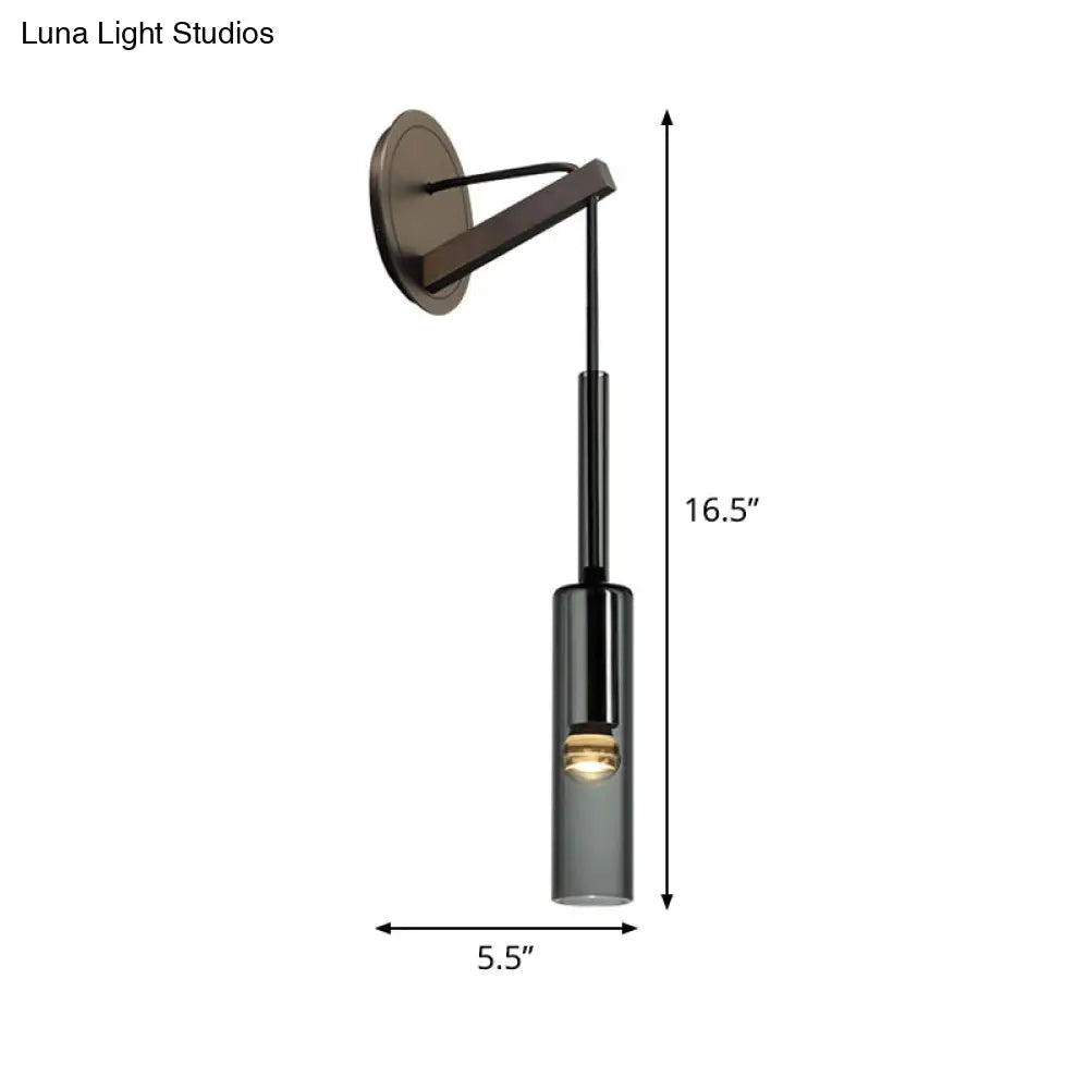 DecorBites™ DecorBites™ Modern Black Glass Stairway Sconce Light - 1-Light Wall Mount Lamp with Suspended Cord