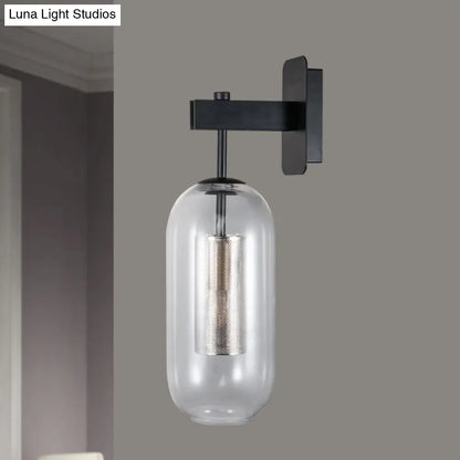 DecorBites™ DecorBites™ Modern Black Glass Wall Light Sconce - Single Light, Pill Shape Design