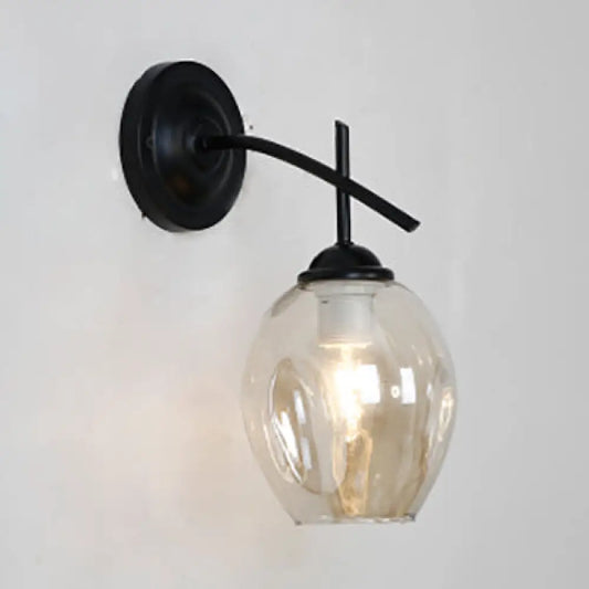 DecorBites™ DecorBites™ Modern Black Glass Wall Sconce Light - 1 Light Dimpled Globe Fixture for Living Room Lighting