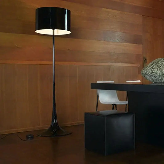 Modern black glossy design mushroom floor lamp with a sleek tapered base ideal for stylish living room decorbites design mushroom