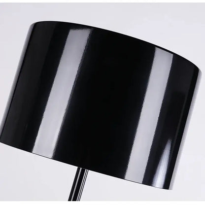 Modern black glossy design mushroom floor lamp with shiny black cylindrical lampshade for stylish living room decor