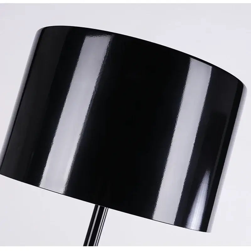 Modern black glossy design mushroom floor lamp with shiny black cylindrical lampshade for stylish living room decor