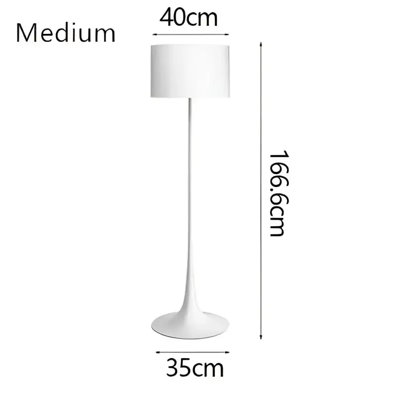White ceramic floor lamp with a sleek tapered base in decorbites design mushroom style for modern living room decor