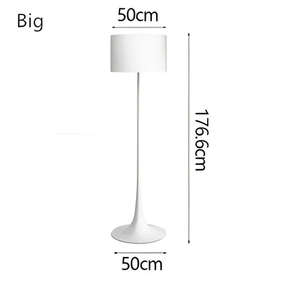 Modern black glossy design mushroom floor lamp with white cylindrical shade 50cm diameter and 176.6cm tall decorbites floor lamp