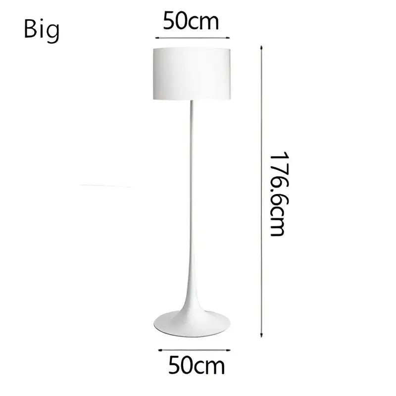 Modern black glossy design mushroom floor lamp with white cylindrical shade 50cm diameter and 176.6cm tall decorbites floor lamp