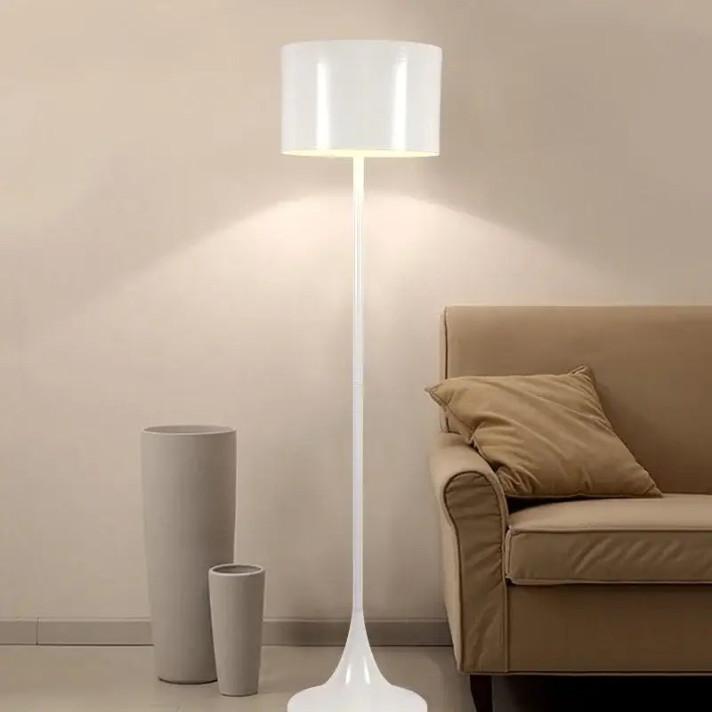 Modern black glossy design mushroom floor lamp with white cylindrical shade for living room decorbites design mushroom floor