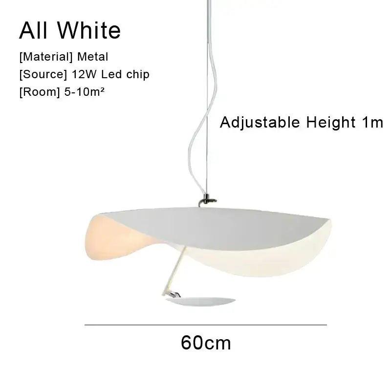 White metal pendant lamp with sleek modern design and 1 meter adjustable height for decorbites lederam manta pendant use