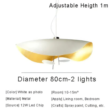 A modern pendant lamp with a sleek white and gold metallic design for dining room sculptural decorbites lederam manta