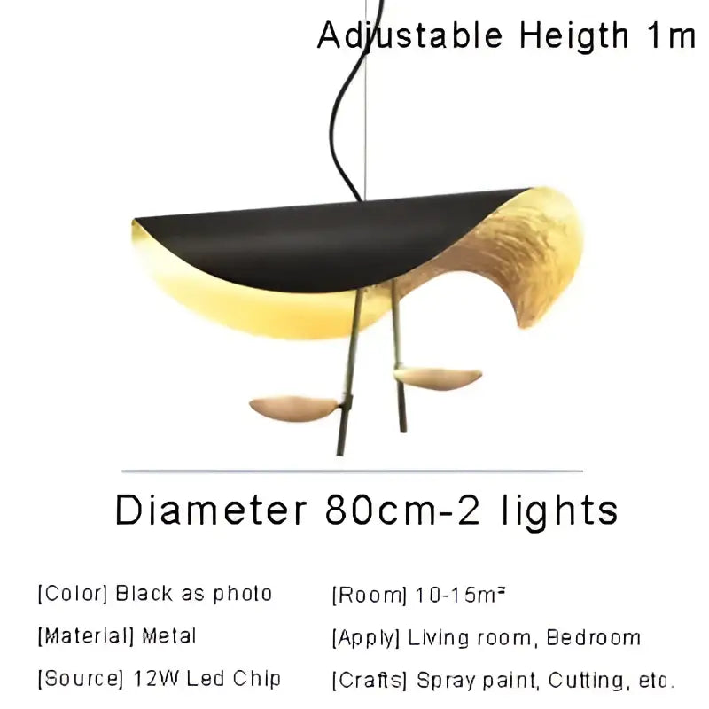 Modern black and gold metallic pendant lamp with sleek curved design for sculptural dining room decorbites lederam manta