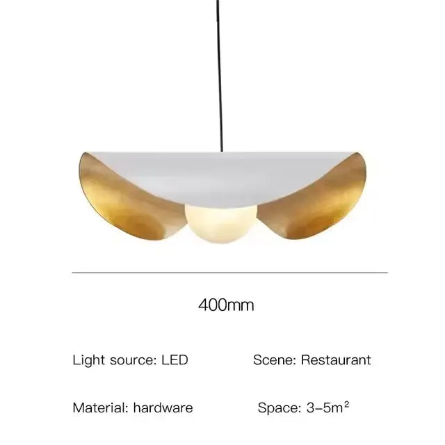 Modern black and gold abstract pendant light with white and gold led bulb housing for dining room decorbites lederam manta