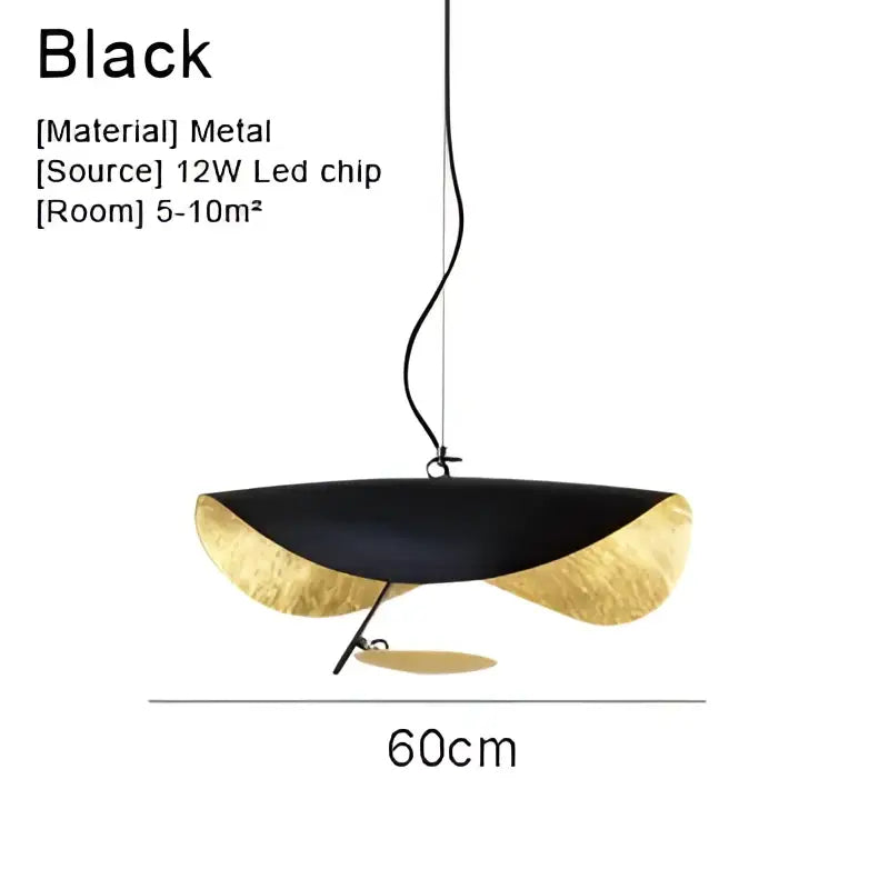 Modern black and gold abstract lederam manta pendant light with metal and gold leaf accents for dining room decorbites lederam