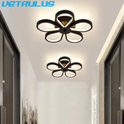 Modern black and gold acrylic flower twisted ceiling lamp with led lights for living room illumination
