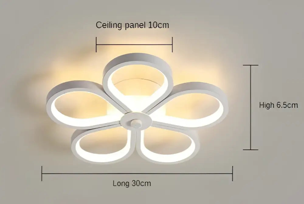 Modern black and gold acrylic flower twisted ceiling lamp with white LED five-petal flower design and warm ambient lighting
