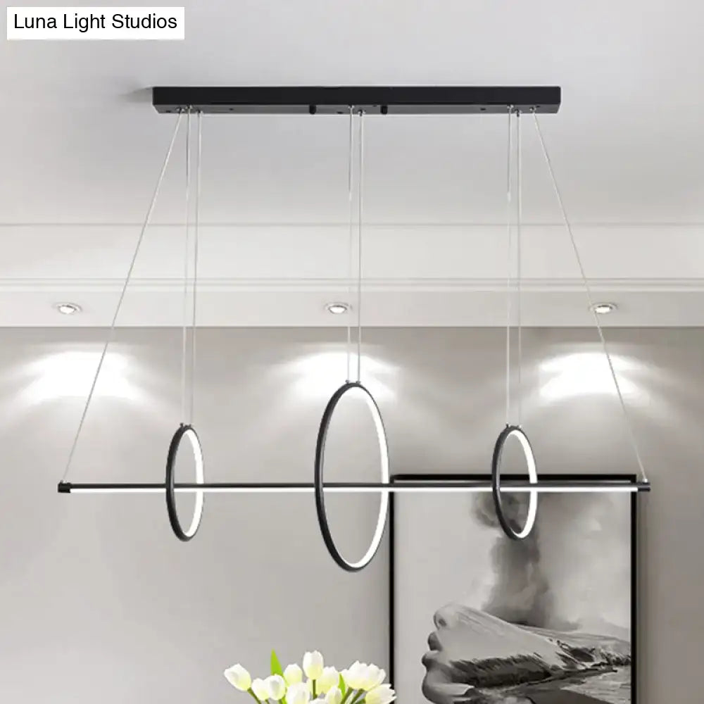 DecorBites modern black and gold acrylic linear suspension light with 3-ring design for island pendant lighting