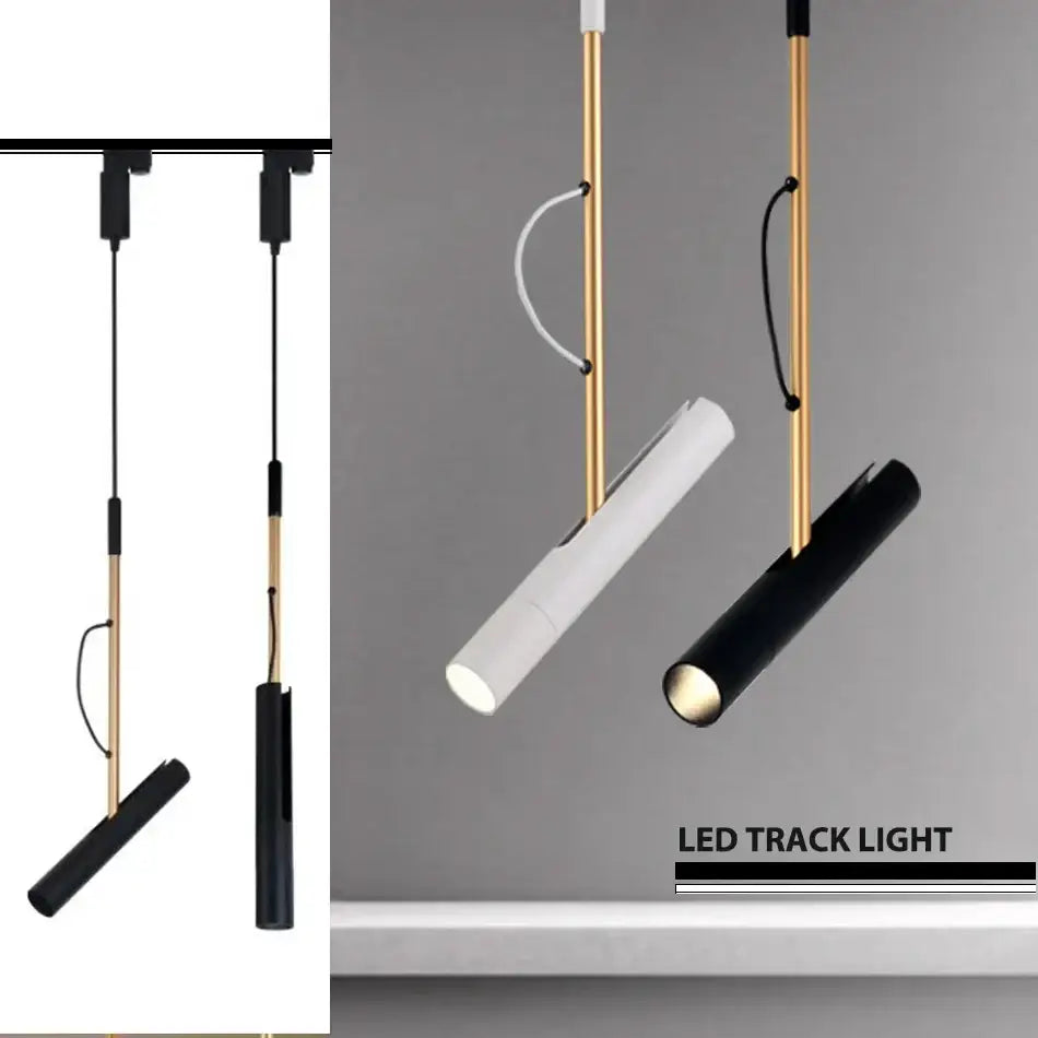 Modern black and gold decorbites adjustable led track light with sleek cylindrical head for kitchen island lighting