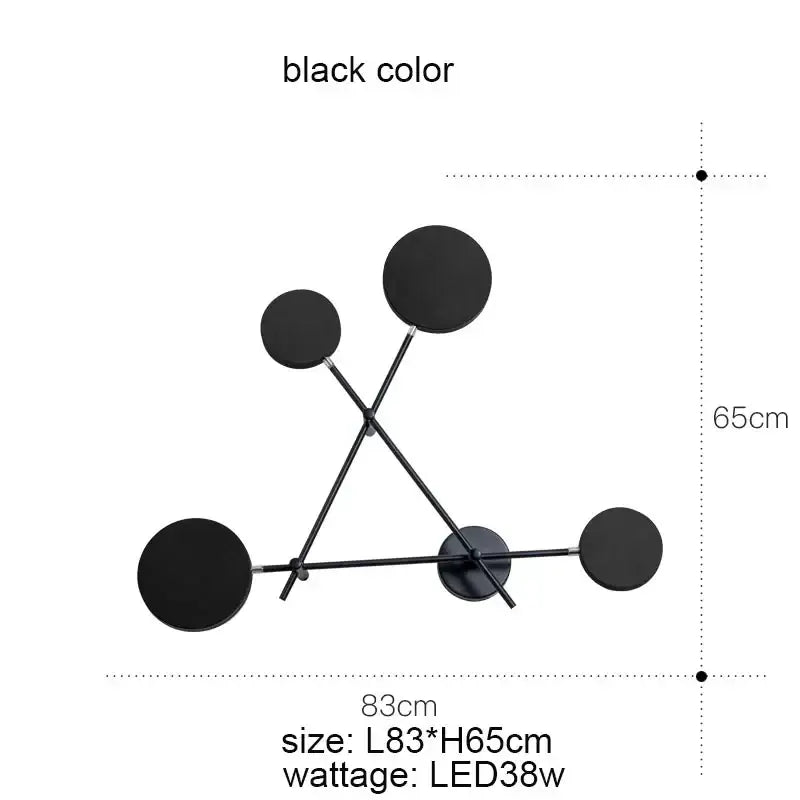 Modern black and gold decorbites adjustable rotating led wall sconce with geometric circular discs for bedroom lighting