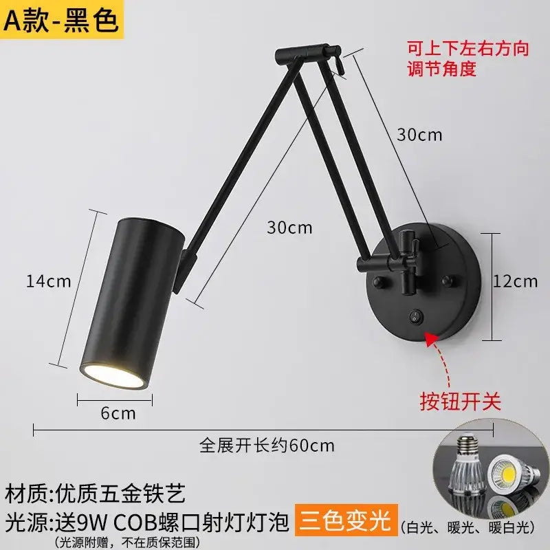 Modern black and gold decorbites adjustable swing arm wall lamp with sleek metal finish for bedroom lighting decorbites adjustable swing