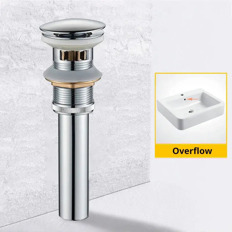 Modern black and gold brass basin sink pop up drain with chrome finish and sleek cylindrical body for decorbites brass basin