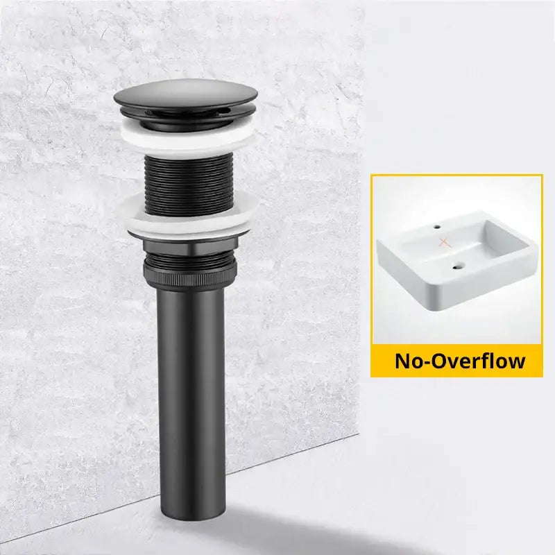 Modern black and gold brass basin sink pop up drain with black matte finish and sleek cylindrical body decorbites brass basin