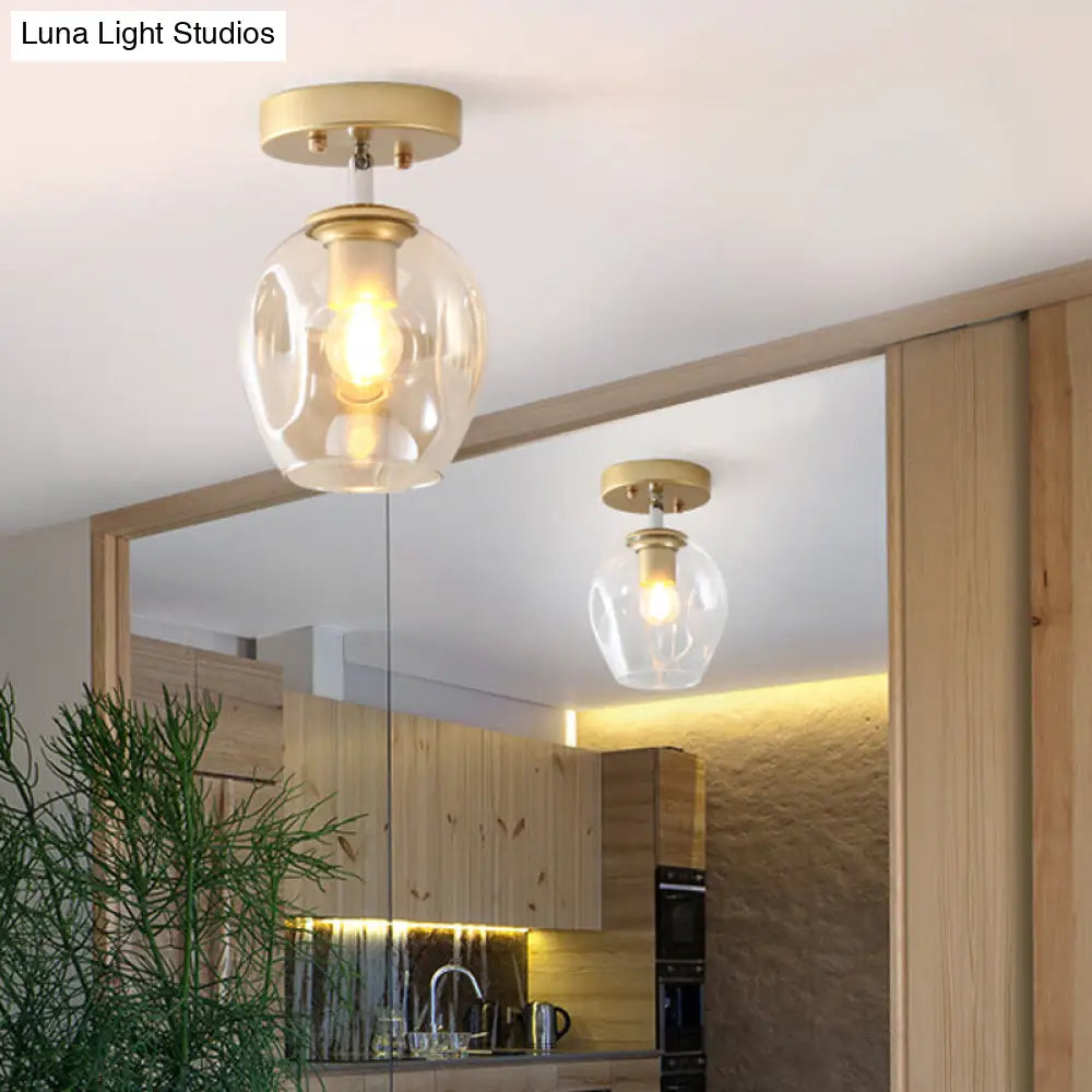 DecorBites™ DecorBites™ Modern Black/Gold Carafe Semi Flush Light - 1 Light, Clear/Amber/Smoke Gray Glass Shade