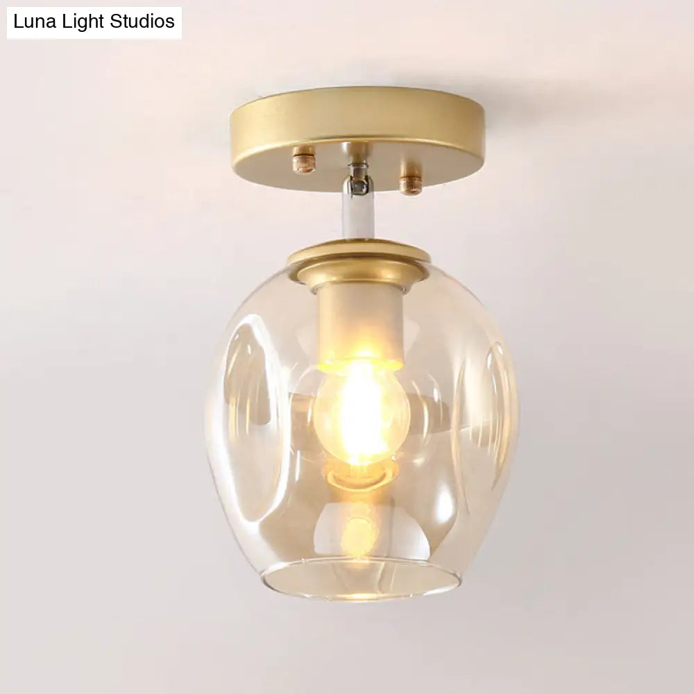 DecorBites™ DecorBites™ Modern Black/Gold Carafe Semi Flush Light - 1 Light, Clear/Amber/Smoke Gray Glass Shade