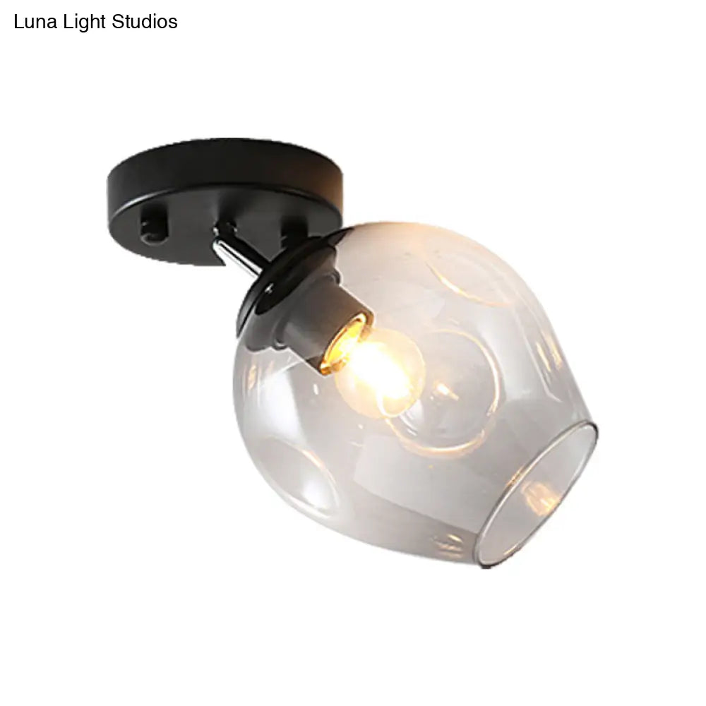 DecorBites™ DecorBites™ Modern Black/Gold Carafe Semi Flush Light - 1 Light, Clear/Amber/Smoke Gray Glass Shade