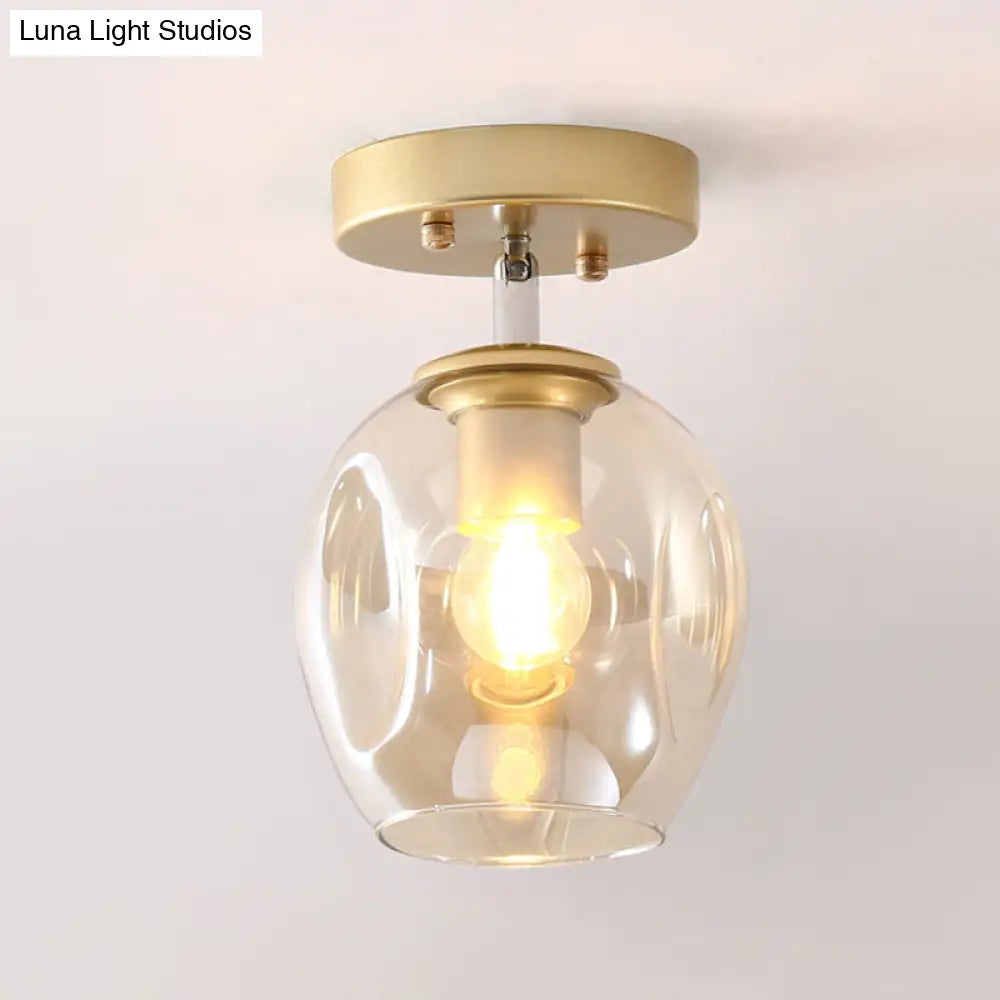 DecorBites™ DecorBites™ Modern Black/Gold Carafe Semi Flush Light - 1 Light, Clear/Amber/Smoke Gray Glass Shade