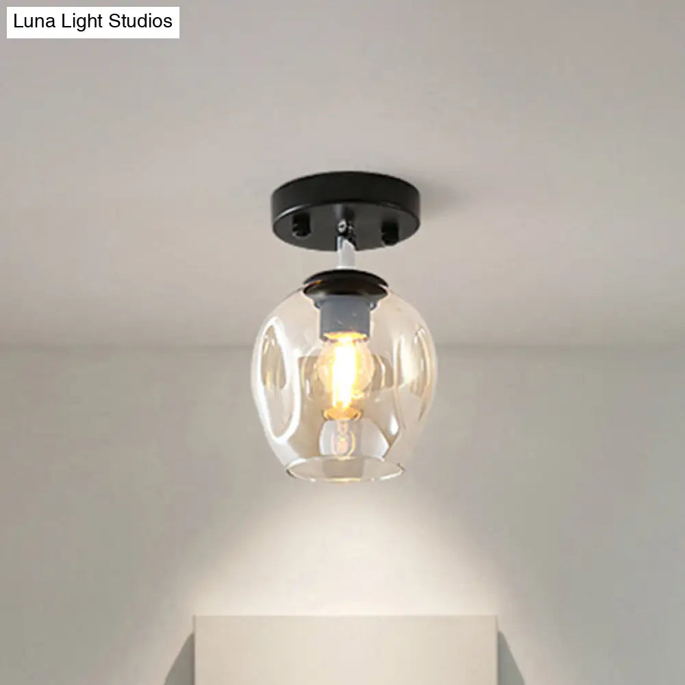 DecorBites™ DecorBites™ Modern Black/Gold Carafe Semi Flush Light - 1 Light, Clear/Amber/Smoke Gray Glass Shade