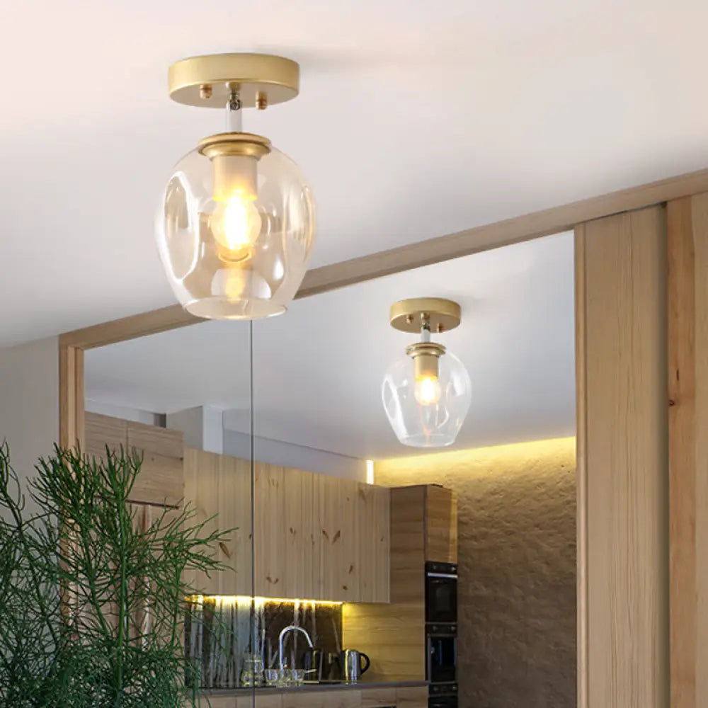 DecorBites™ DecorBites™ Modern Black/Gold Carafe Semi Flush Light - 1 Light, Clear/Amber/Smoke Gray Glass Shade