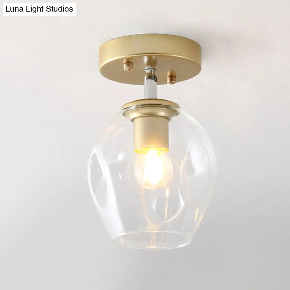 DecorBites™ DecorBites™ Modern Black/Gold Carafe Semi Flush Light - 1 Light, Clear/Amber/Smoke Gray Glass Shade