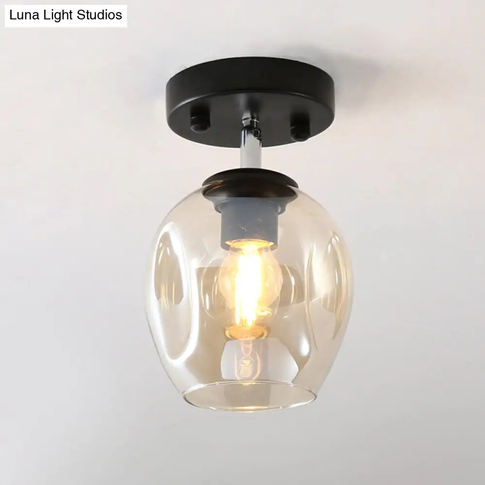 DecorBites™ DecorBites™ Modern Black/Gold Carafe Semi Flush Light - 1 Light, Clear/Amber/Smoke Gray Glass Shade