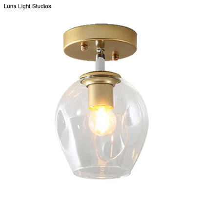 DecorBites™ DecorBites™ Modern Black/Gold Carafe Semi Flush Light - 1 Light, Clear/Amber/Smoke Gray Glass Shade